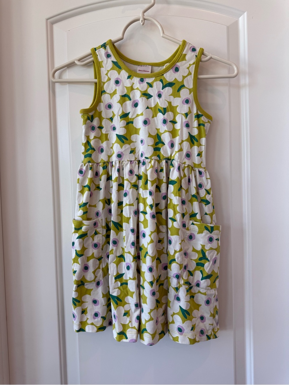 Hanna Andersson Green and White Floral Tank Dress